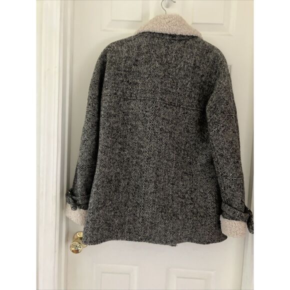 J.Crew Womens Oversized Herringbone Motorcycle Jacket K2383 overcoat Small - Picture 6 of 10